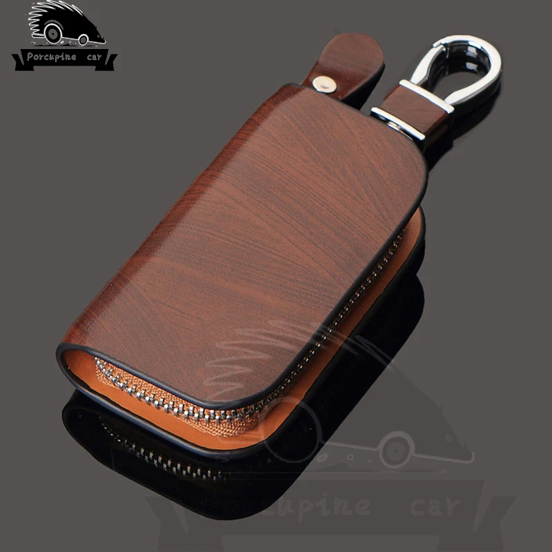 Grão de madeira couro titular  - Car Key Signal Blocker avaliação e preço
