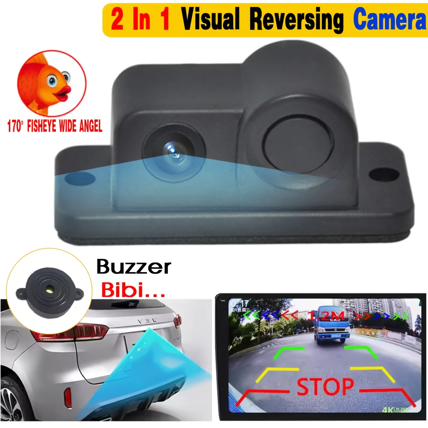 Câmera de ré HD 2 em 1 com ala - Car Accessories Sound System avaliação e preço