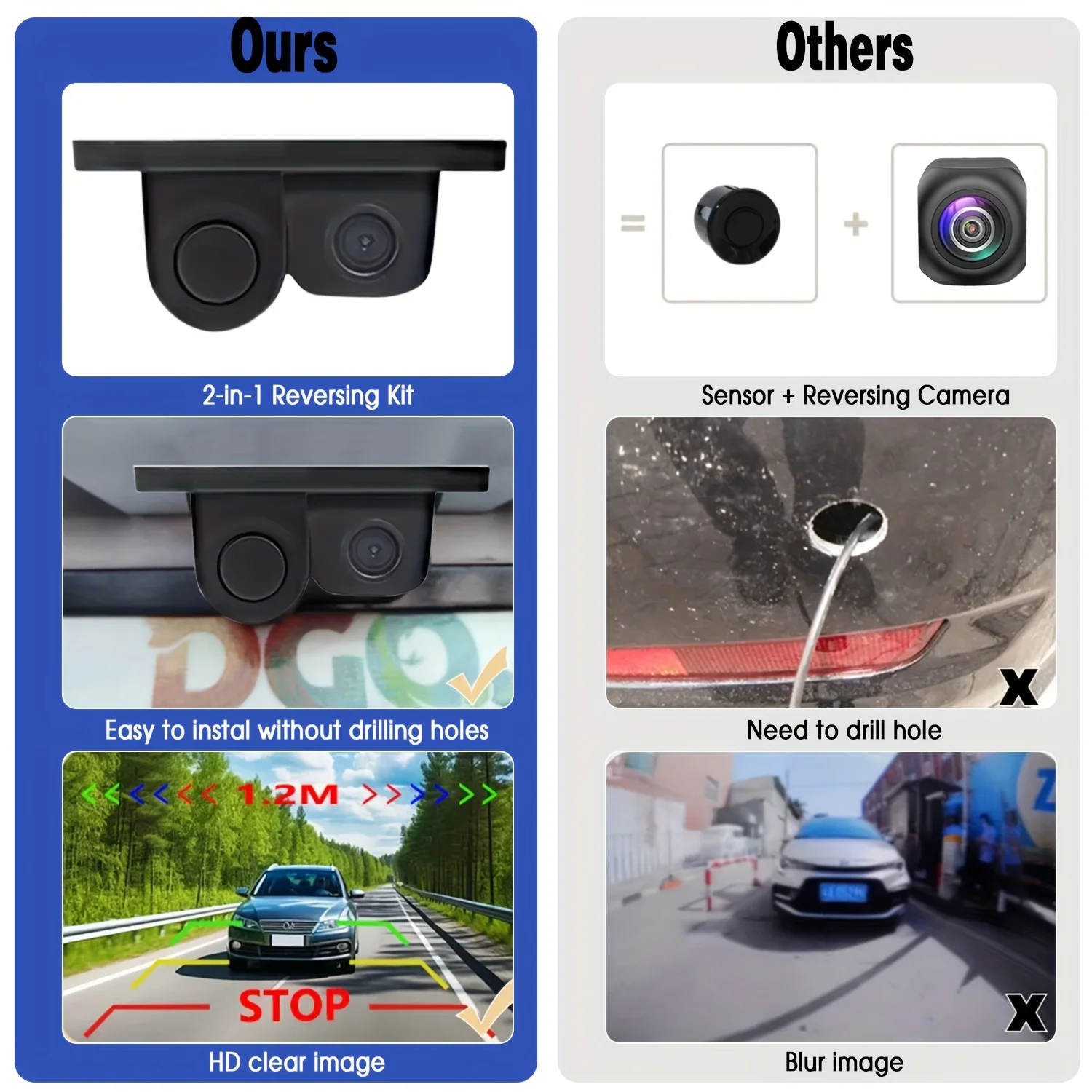 Câmera de ré HD 2 em 1 com ala - Car Accessories Sound System avaliação e preço