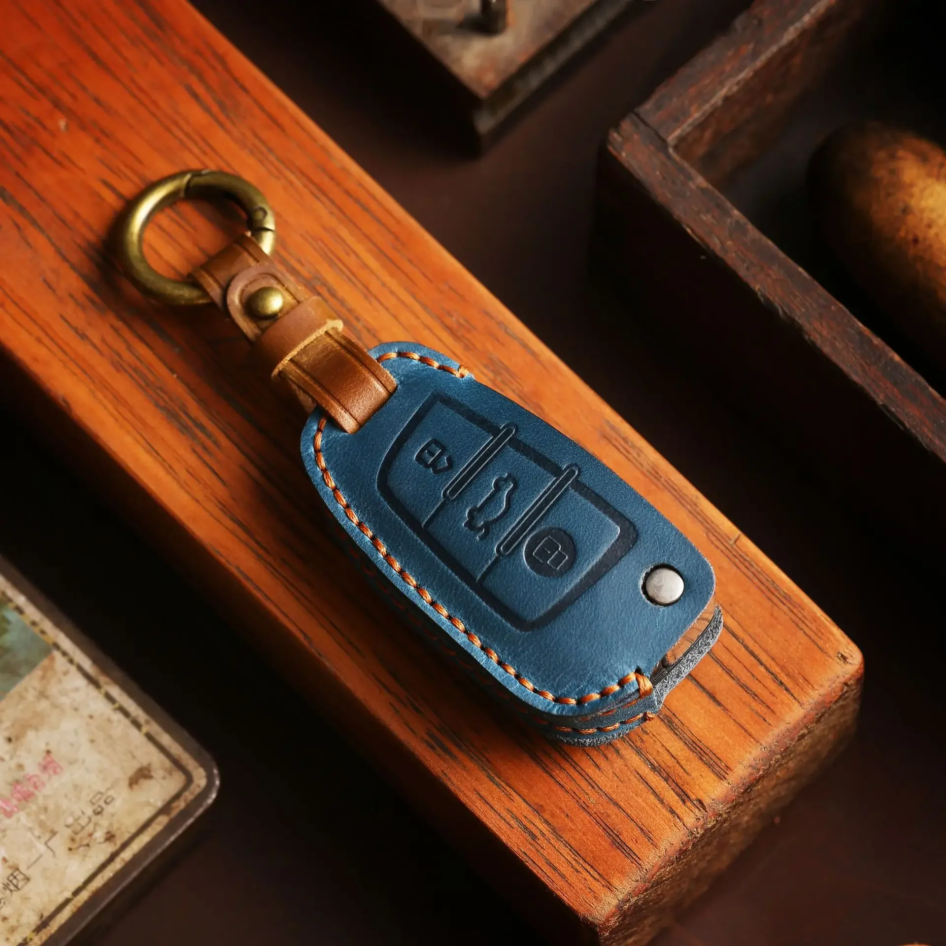 Capa de couro da chave do carr - Car Key Signal Blocker avaliação e preço