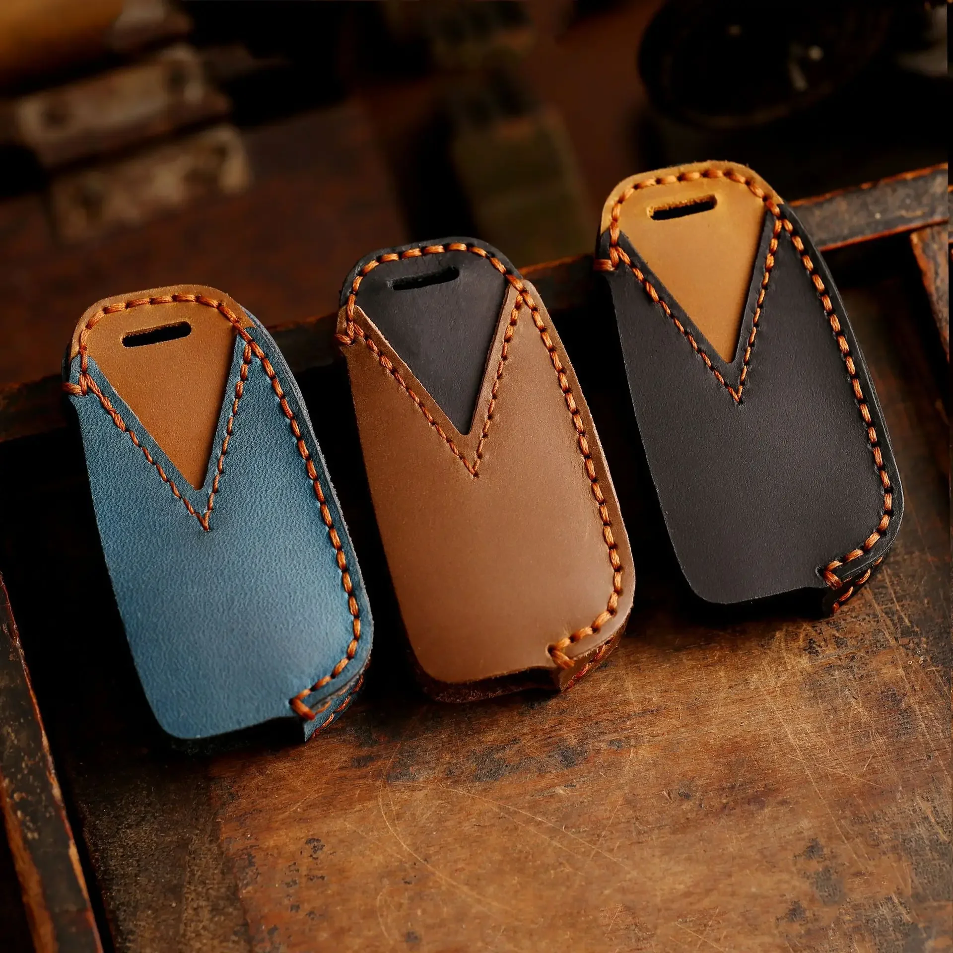 Capa de couro da chave do carr - Car Key Signal Blocker avaliação e preço